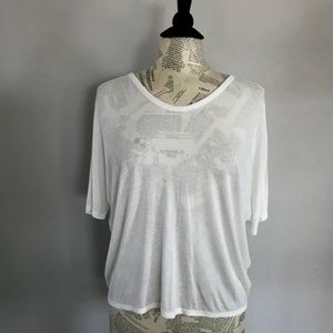 T ALEXANDER WANG White Short Sleeve Asym Tee L